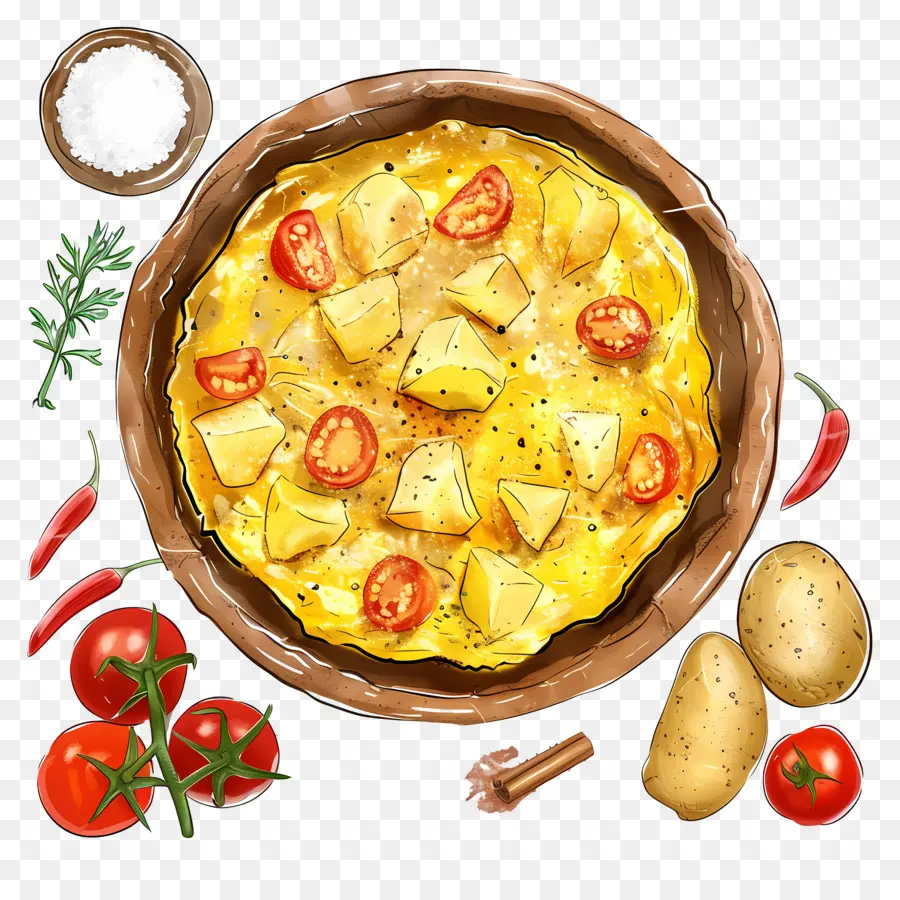 Omelette Espagnole，Omelette Aux Pommes De Terre PNG