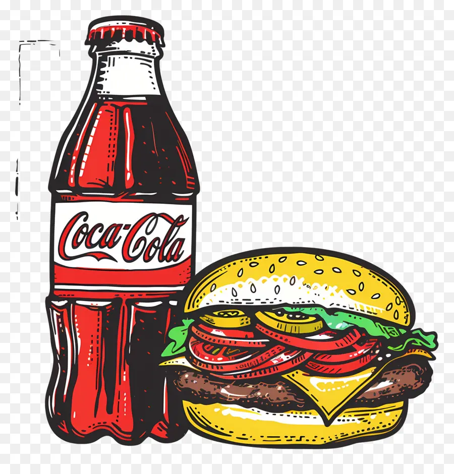 Burger Coca Cola，Coca Cola Et Burger PNG