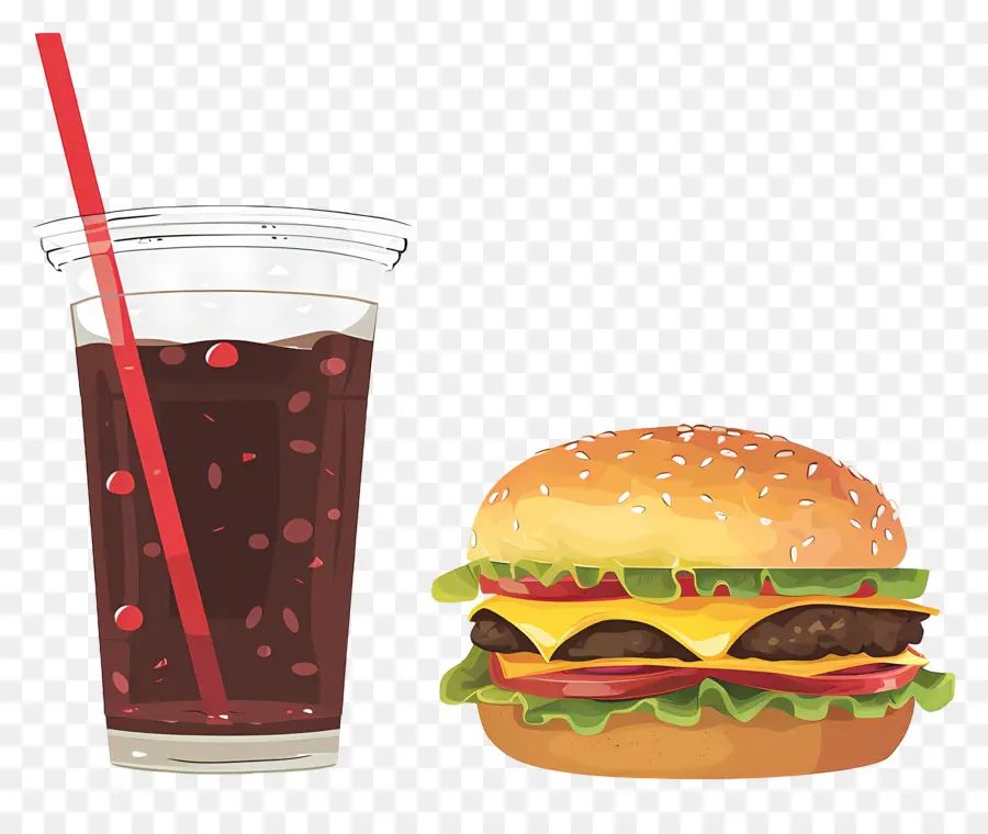 Burger Coca Cola，Burger Et Boisson PNG