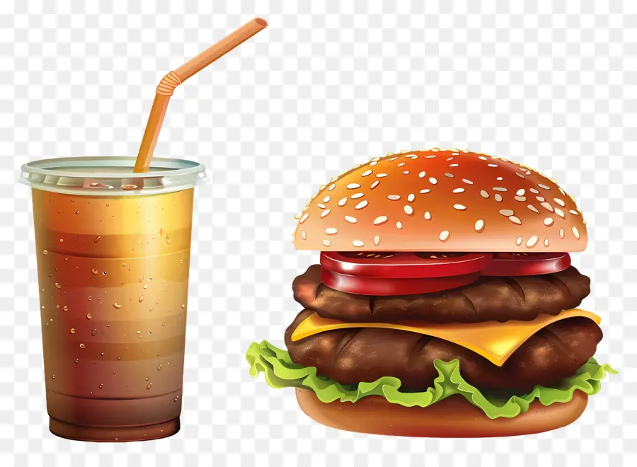 Burger Coca Cola，Burger Et Frites PNG