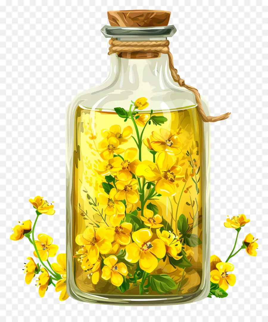 Huile De Canola，Bouteille De Fleurs PNG