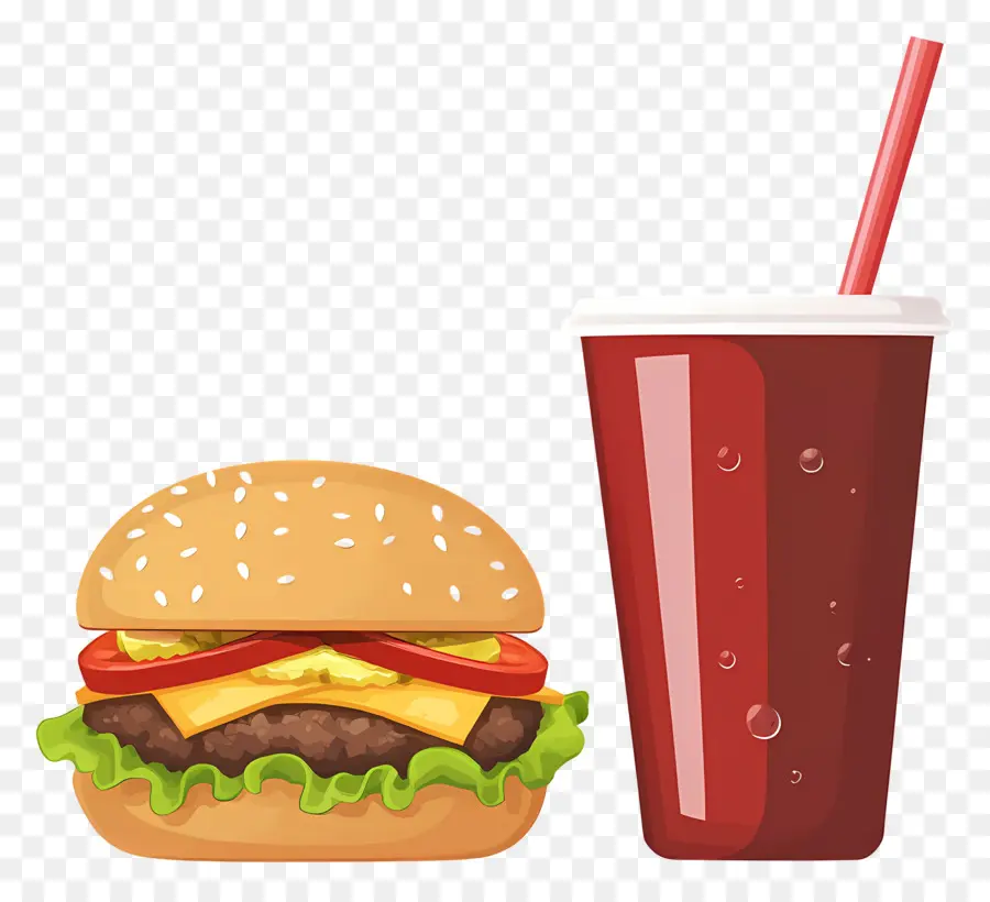 Burger Coca Cola，Burger Et Boisson PNG