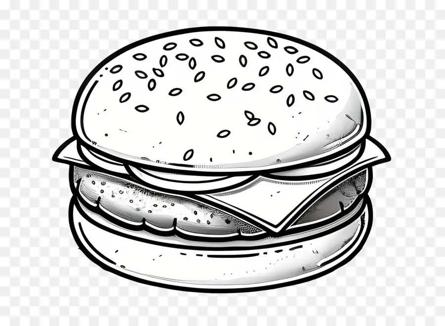 Aperçu Du Hamburger，Croquis De Hamburger PNG