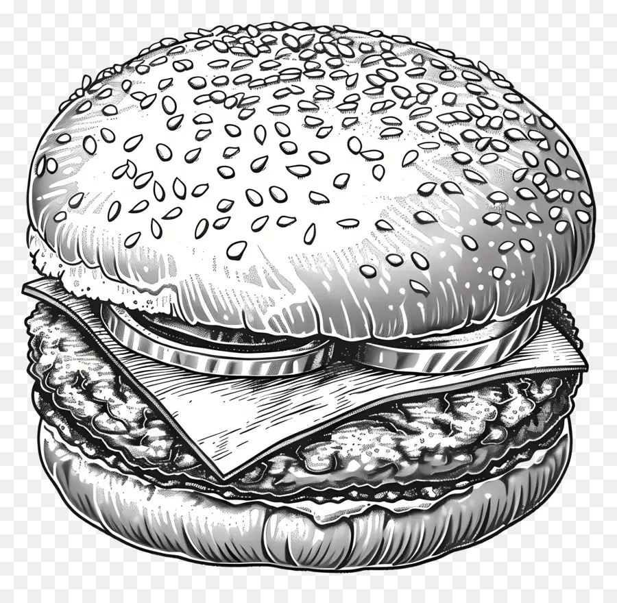 Aperçu Du Hamburger，Burger Noir Et Blanc PNG