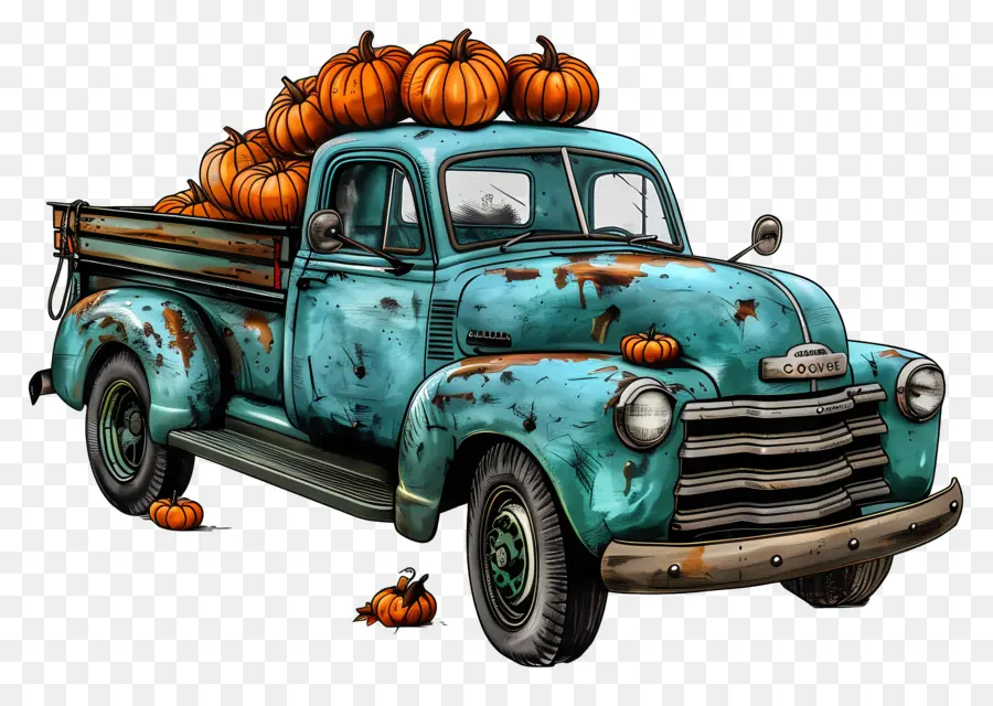 Camion Citrouille，Camion Avec Des Citrouilles PNG