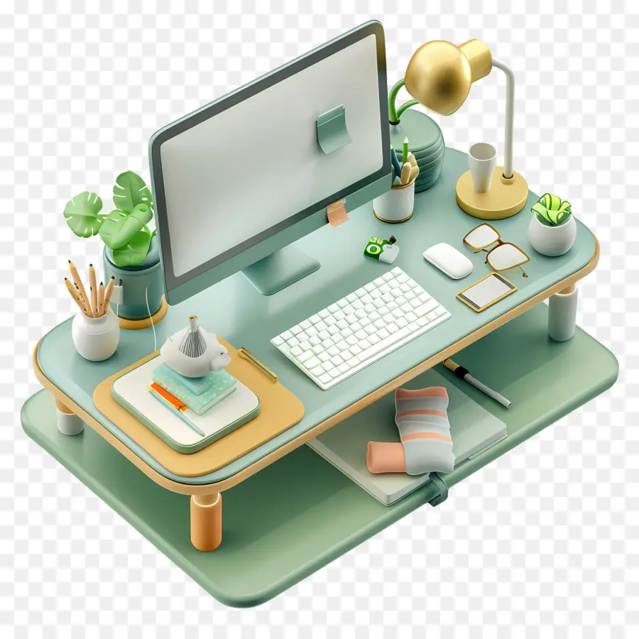 Vue Du Dessus Du Bureau，Configuration De Bureau Neutre PNG