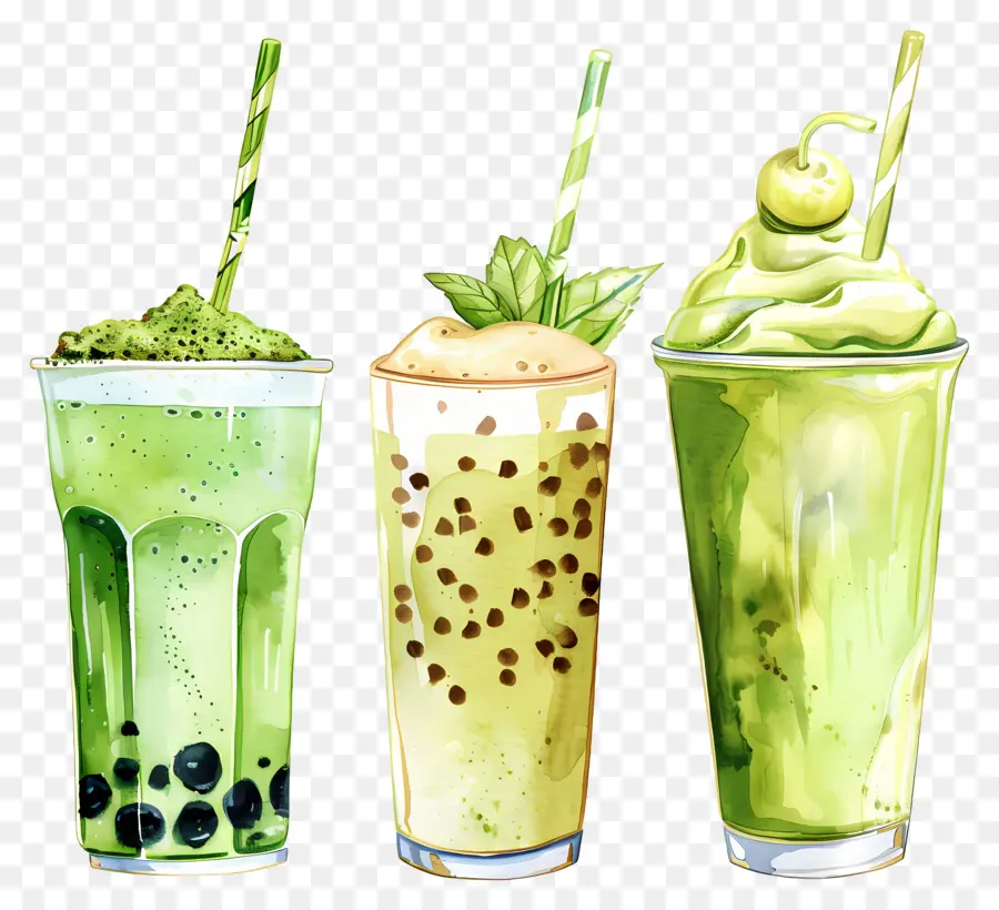 Boisson Au Matcha，Smoothies Verts PNG