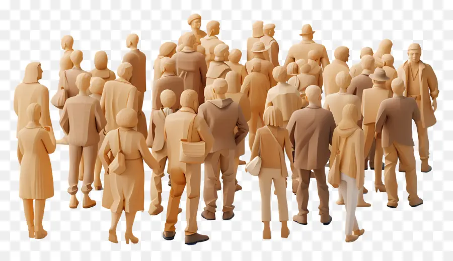 Foule De Gens，Figurines En Bois PNG