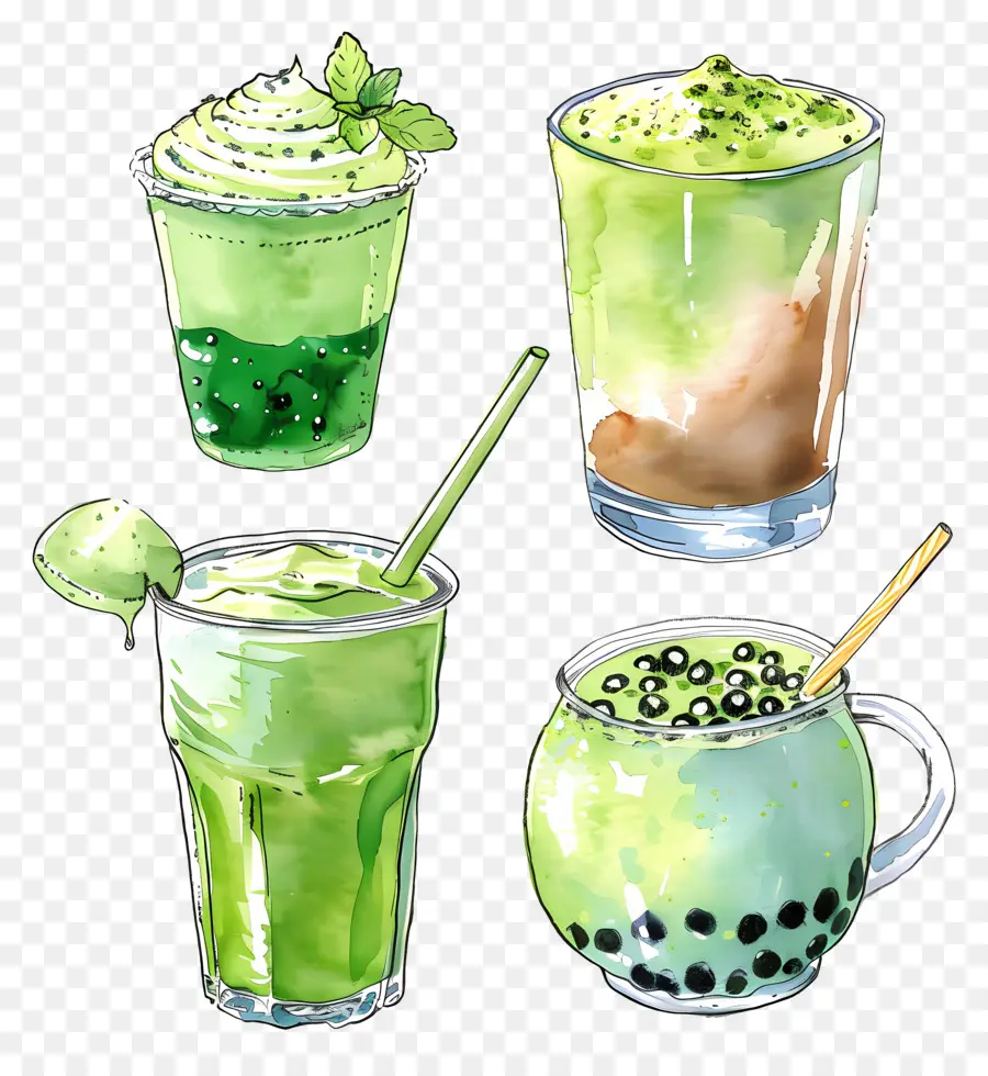 Boisson Au Matcha，Boissons Vertes PNG