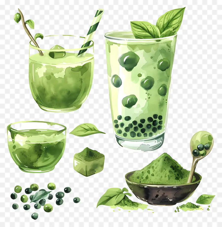 Boisson Au Matcha，Boissons Vertes PNG