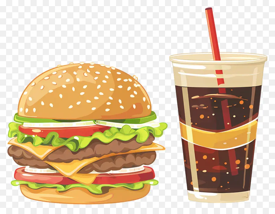 Burger Coca Cola，Burger Et Boisson PNG