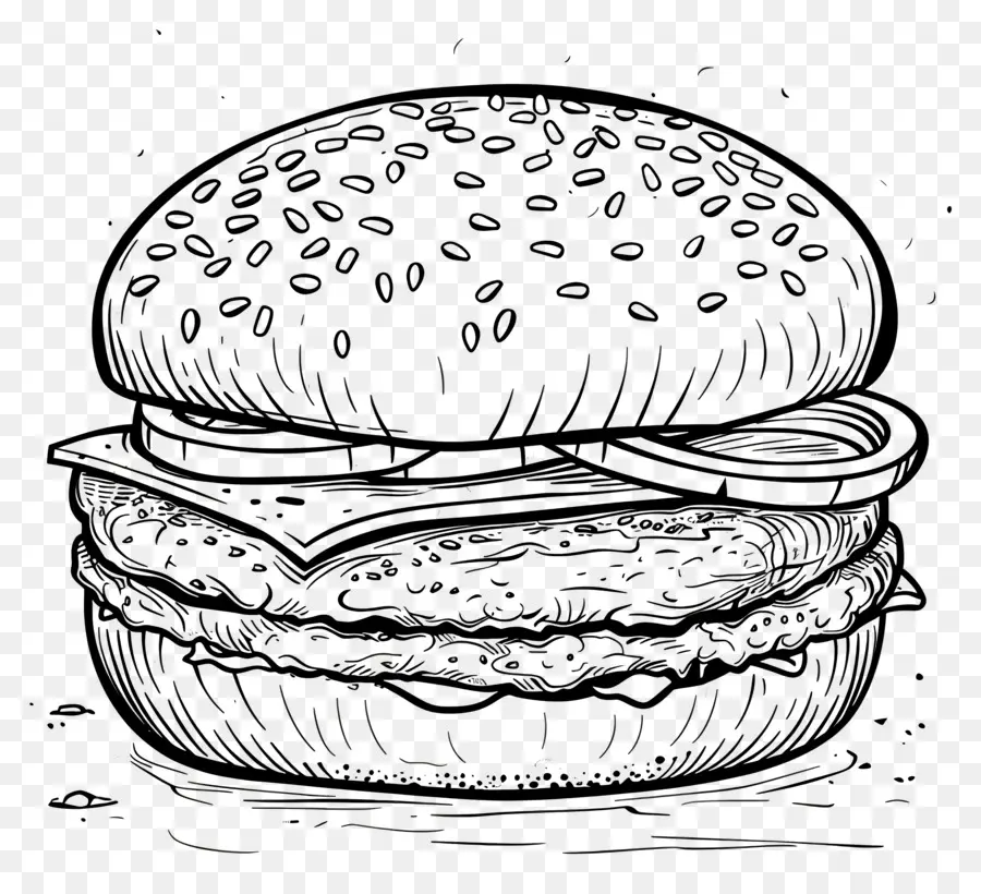 Aperçu Du Hamburger，Croquis De Hamburger PNG