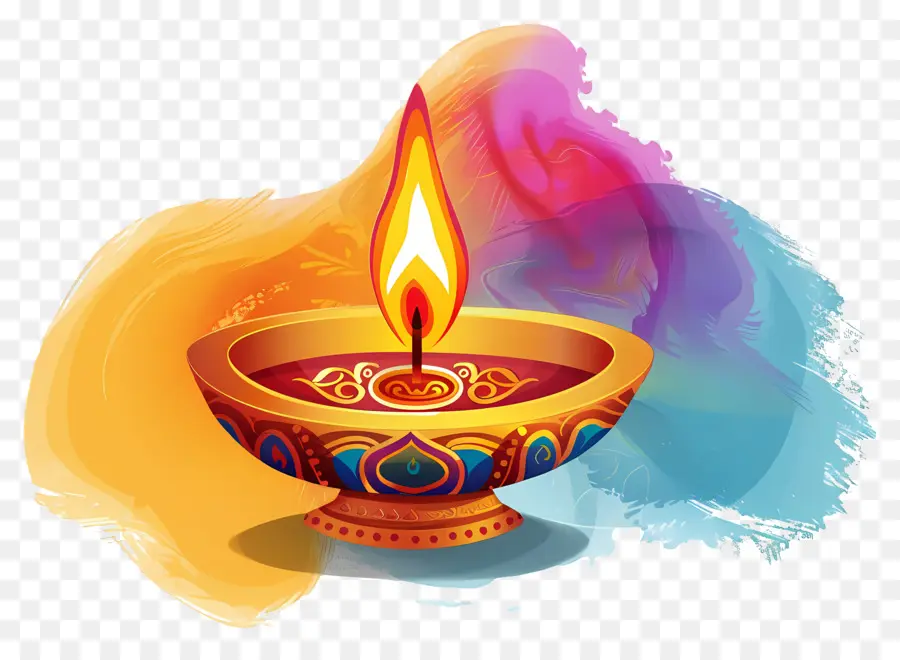 Diwali Diya，Lampe à Huile Allumée PNG