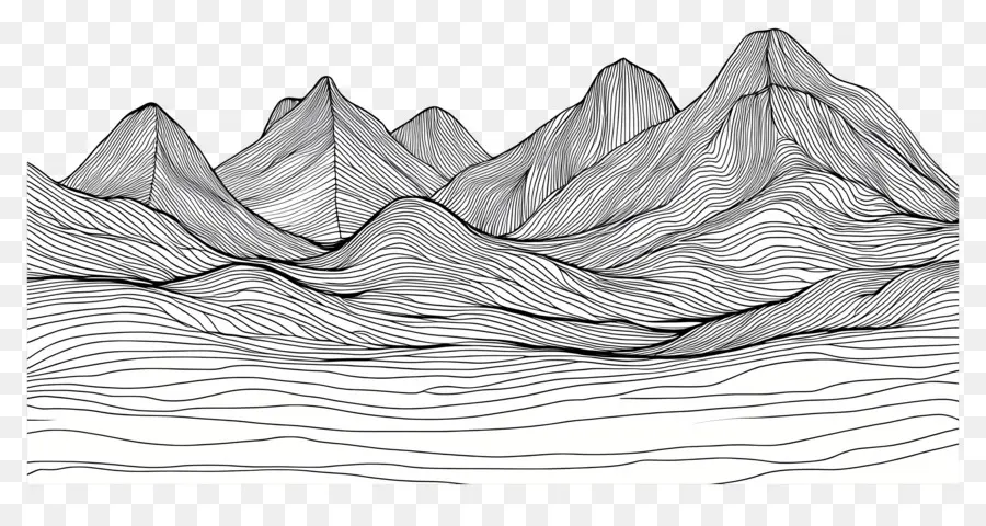 Aperçu De La Montagne，Montagnes De Dessin Au Trait PNG