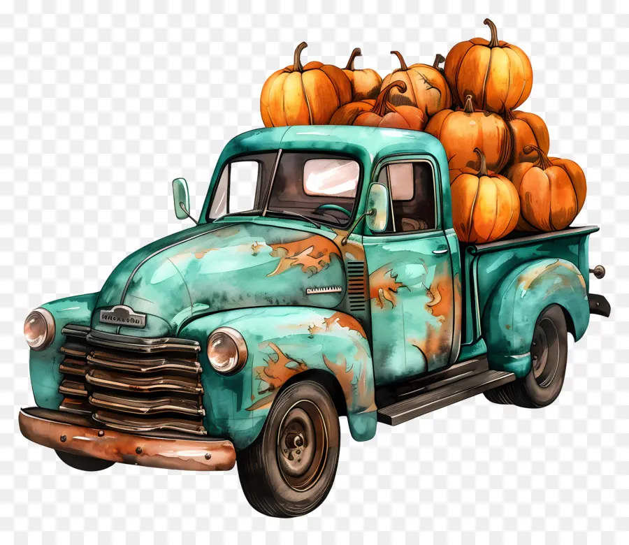 Camion Citrouille，Camion Avec Des Citrouilles PNG