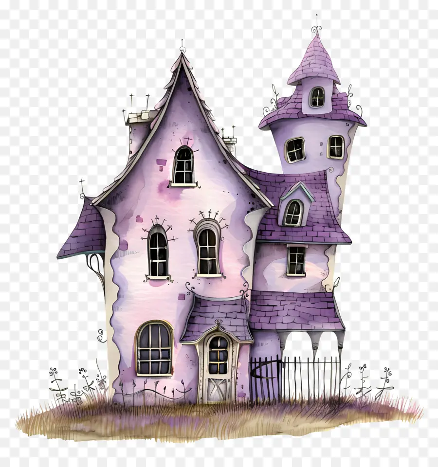 Maison Hantée Aquarelle，Maison De Dessin Animé PNG