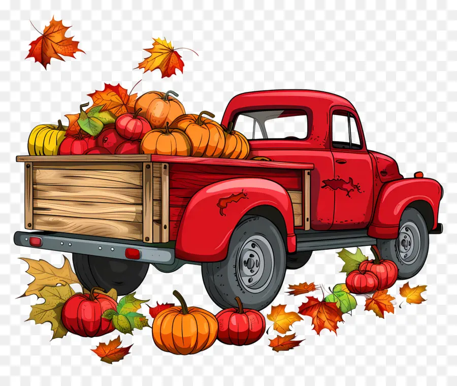 Camion Citrouille，Camion Avec Des Citrouilles PNG