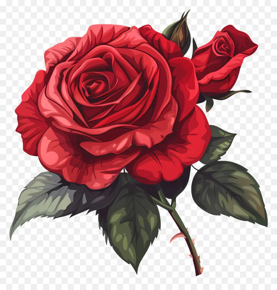 Rose Rouge，Feuilles PNG