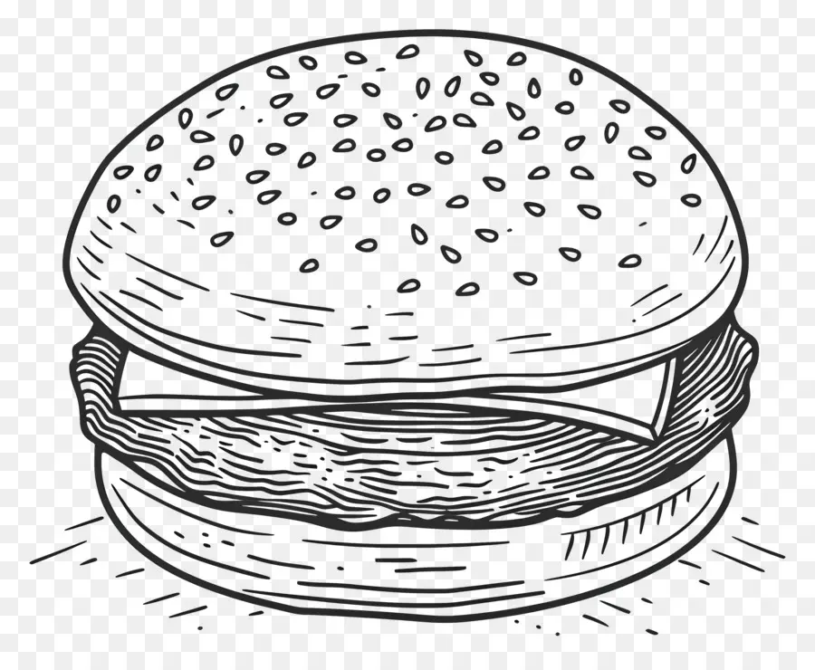 Aperçu Du Hamburger，Croquis De Hamburger PNG