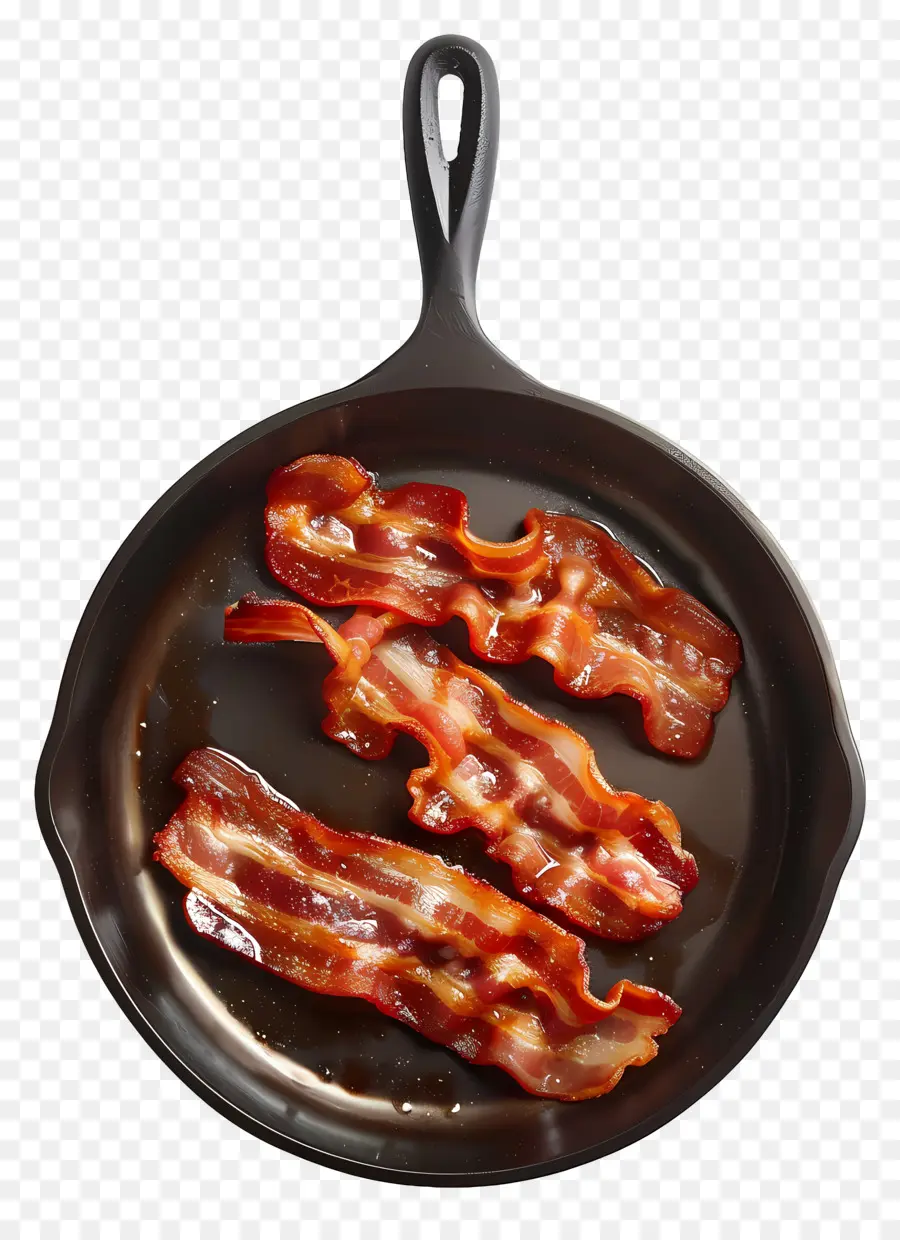 Lard Frit，Bacon Dans Une Poêle PNG