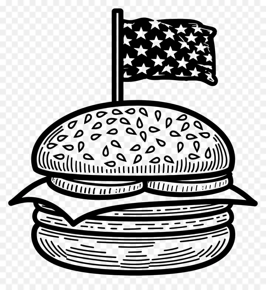 Aperçu Du Hamburger，Burger Avec Drapeau PNG