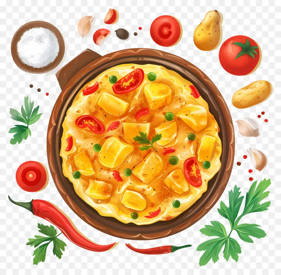 Omelette Espagnole，Pizza Aux Légumes PNG