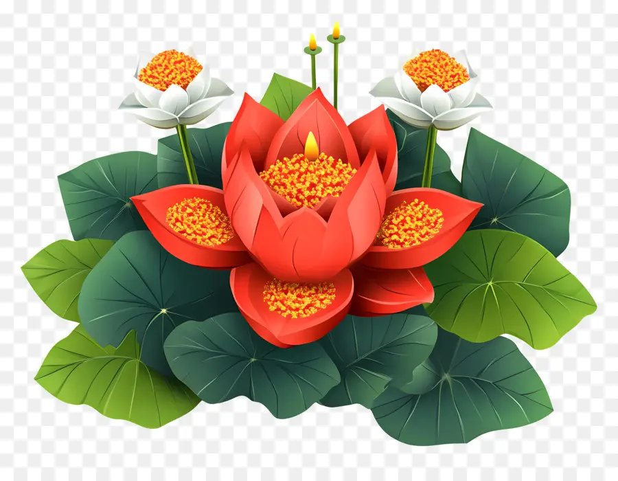 Joyeux Chat Puja，Fleurs De Lotus PNG