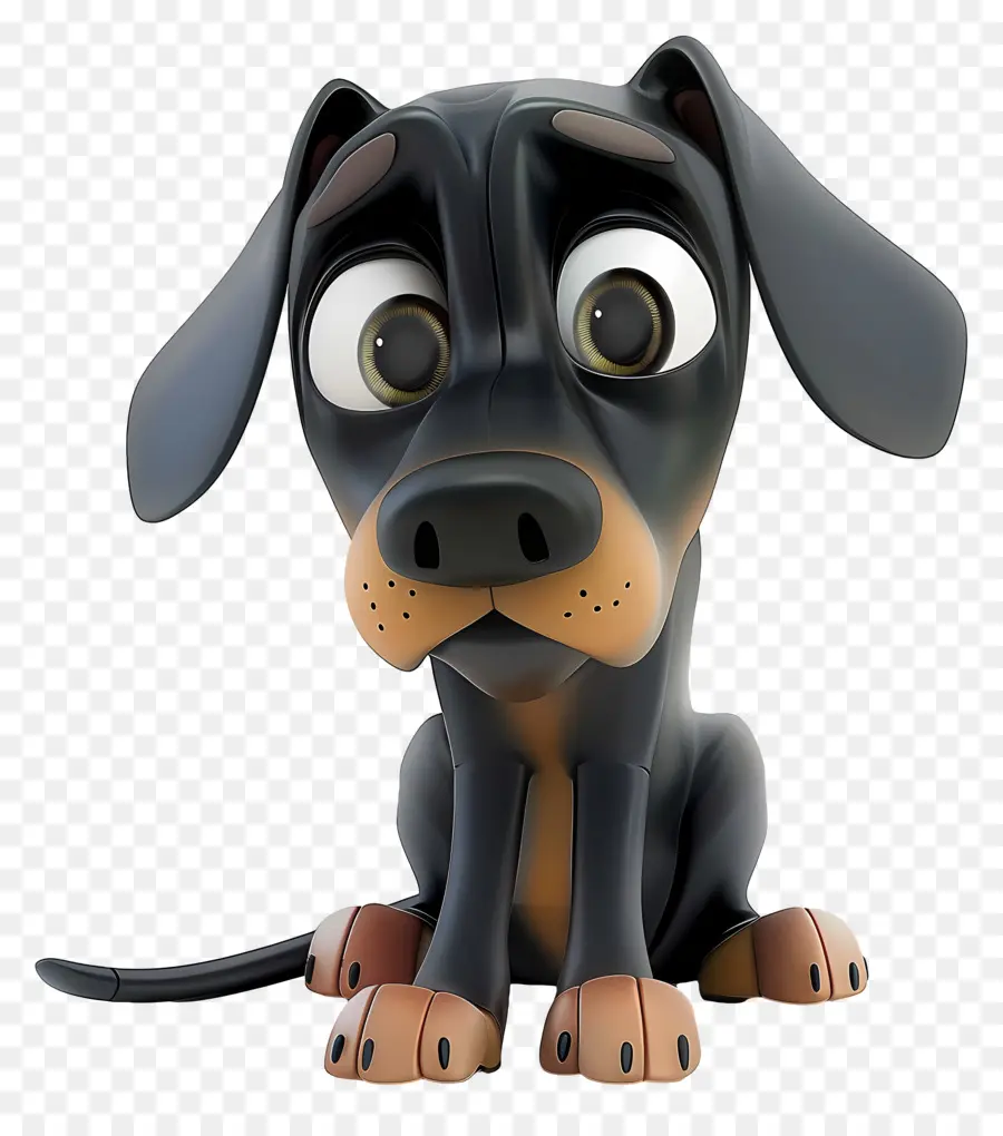 Chien 3d，Chien De Dessin Animé Noir PNG