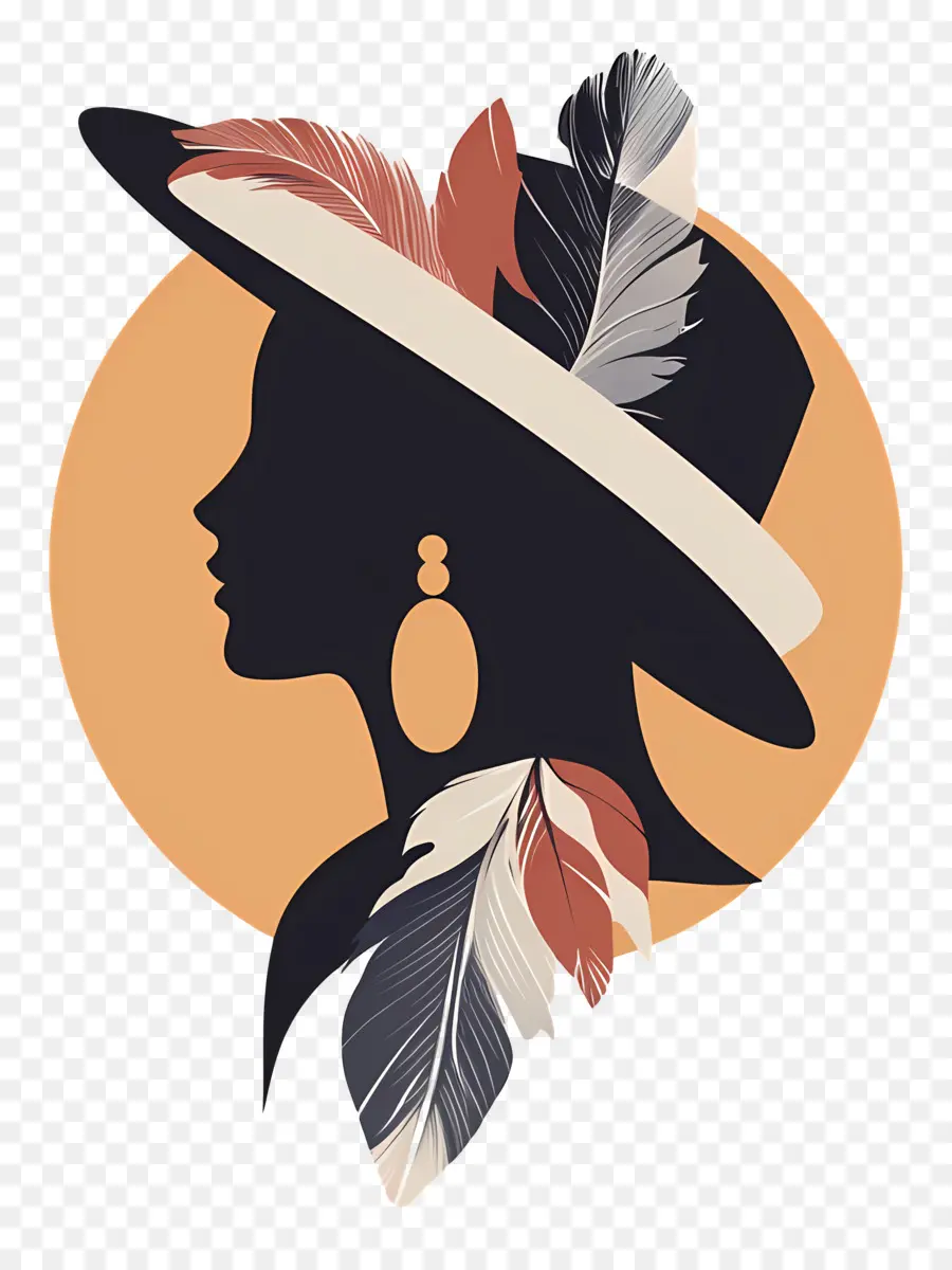 Logo De Fille，Silhouette Avec Chapeau PNG