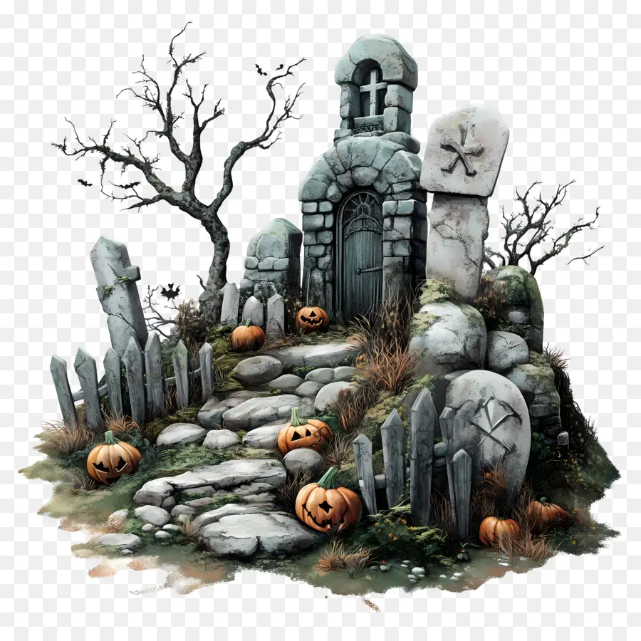 Cimetière D'halloween，Cimetière Hanté PNG