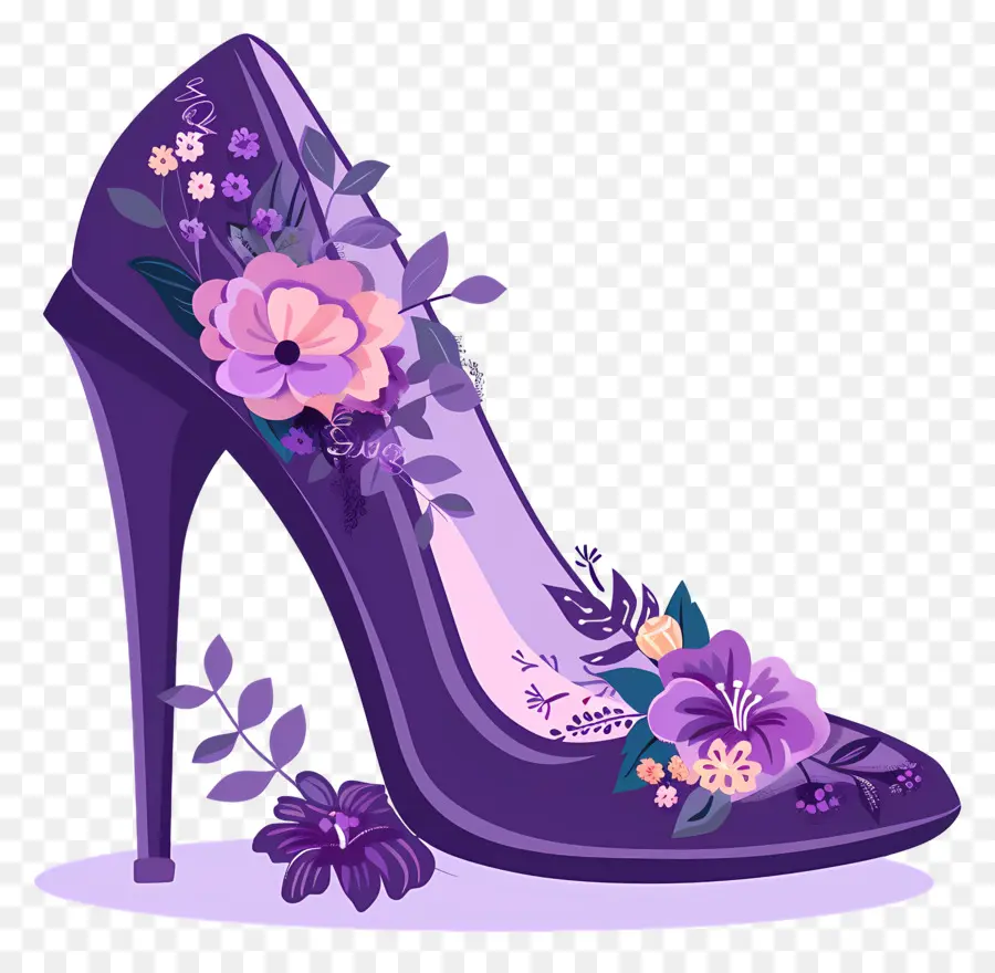 Chaussure à Talons Aiguilles，Talon Haut Fleuri PNG