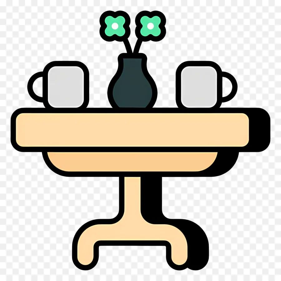 Table Basse，Vase Et Tasses Sur Table PNG