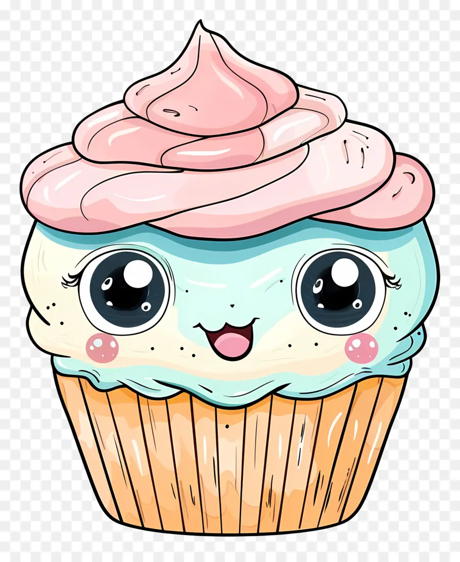 Cupcake Kawaii，Petit Gâteau Kawaii PNG