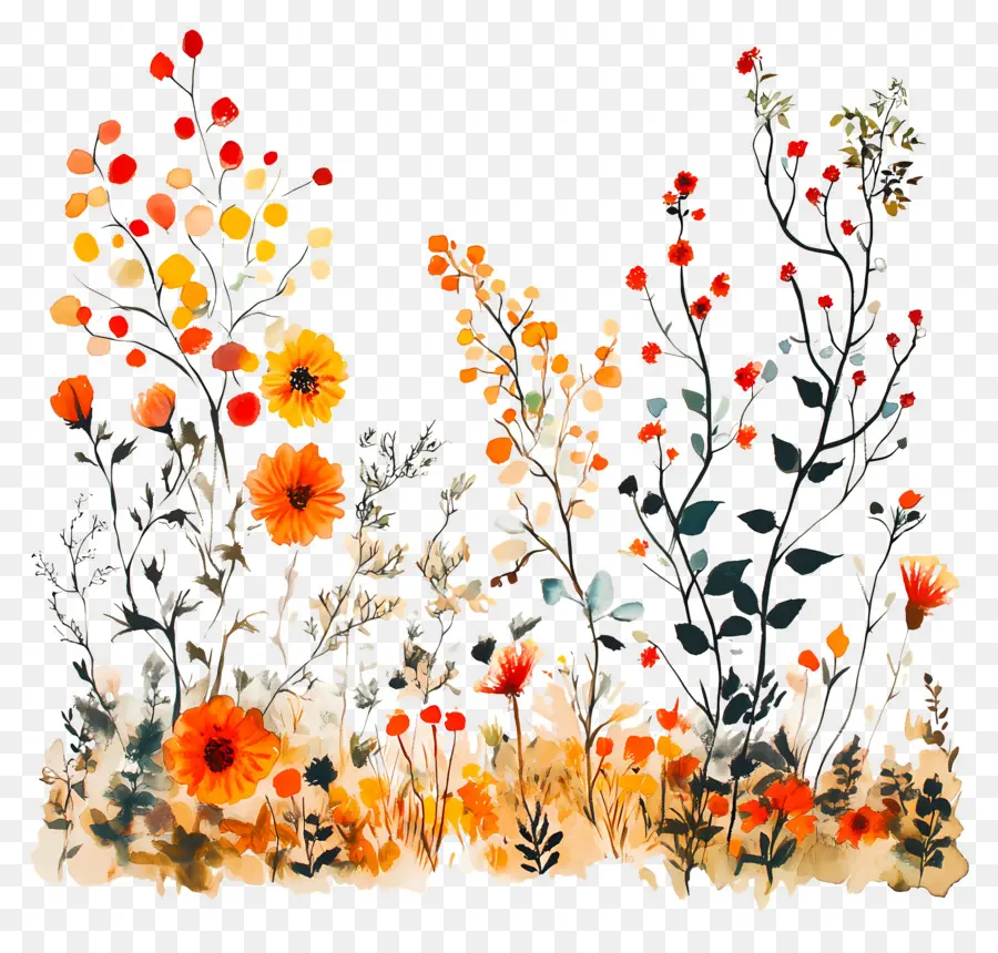 Jardin D'automne，Fleurs Sauvages PNG