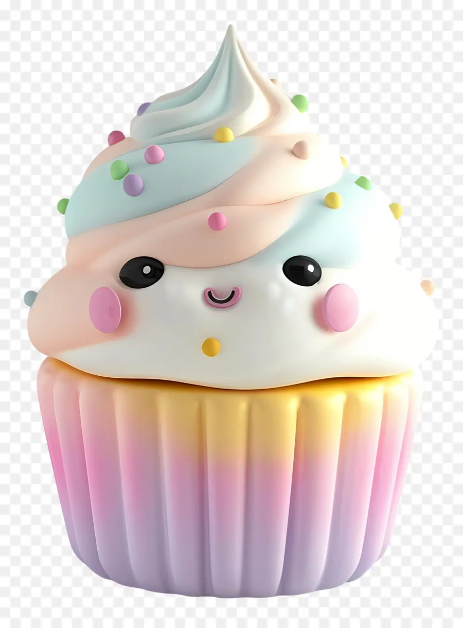 Cupcake Kawaii，Petit Gâteau Souriant PNG