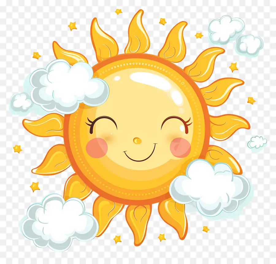 Soleil Kawaii，Soleil Avec Nuages PNG