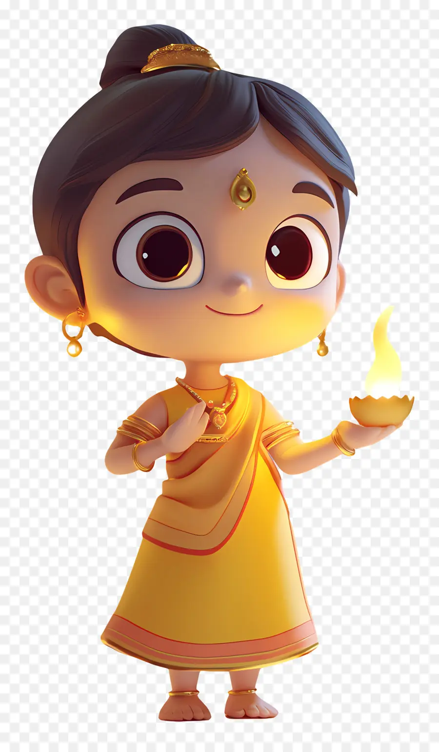 Deepavali，Personnage De Dessin Animé Avec Diya PNG