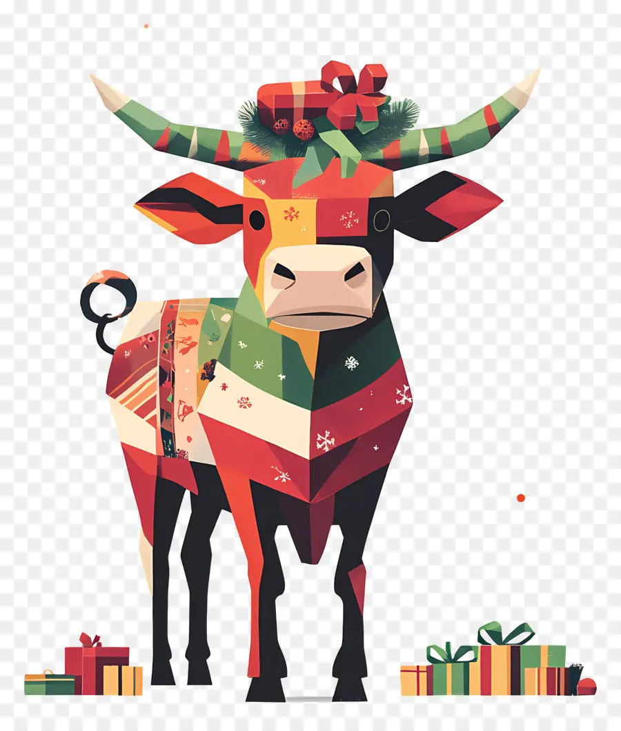 Vache De Noël，Taureau Coloré PNG