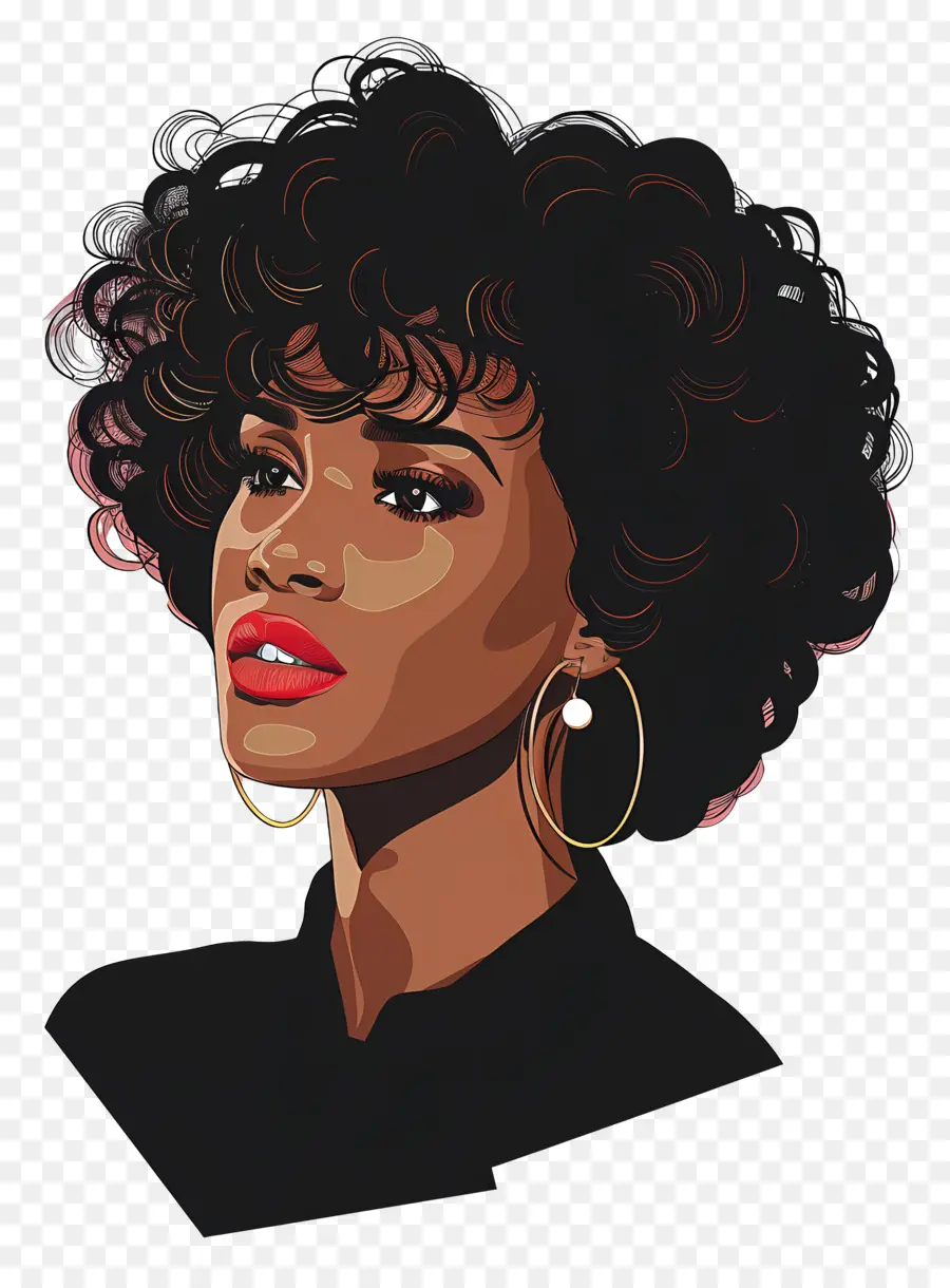 Whitney Houston，Femme élégante Aux Cheveux Bouclés PNG