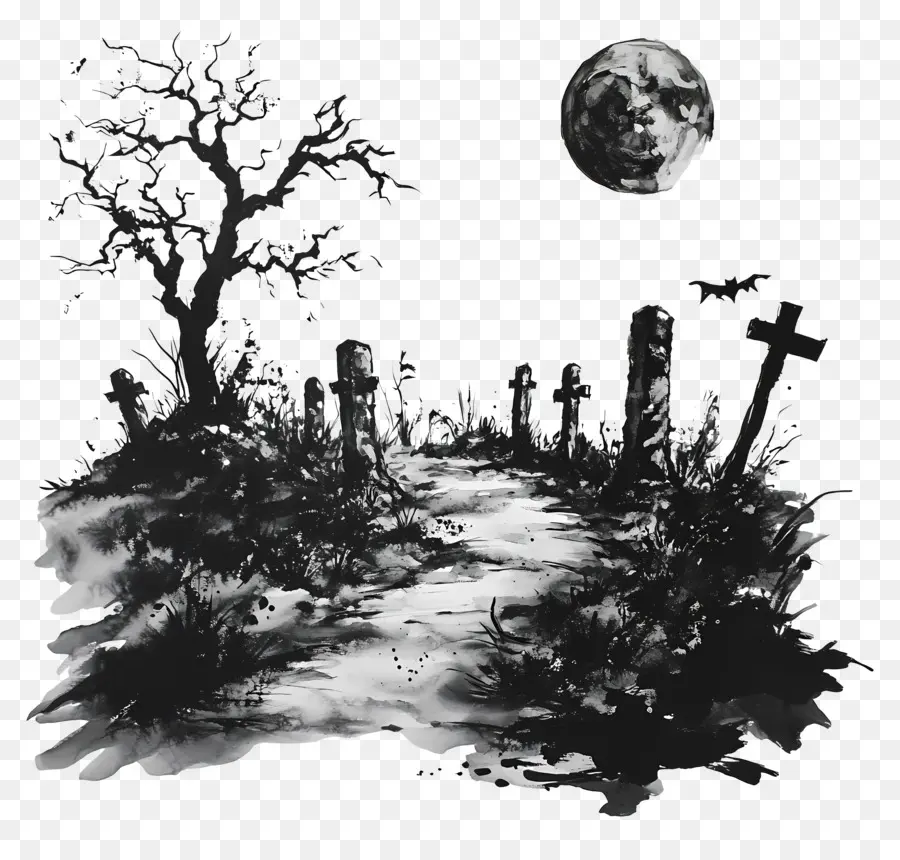 Cimetière D'halloween，Cimetière Effrayant PNG