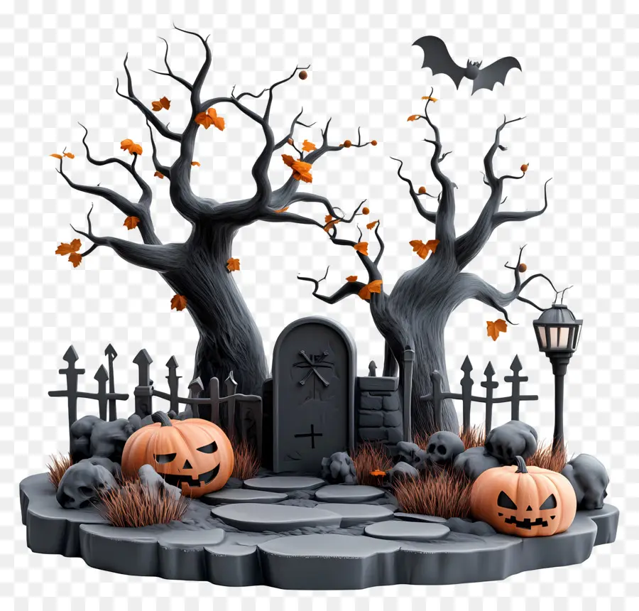 Cimetière D'halloween，Cimetière Effrayant PNG