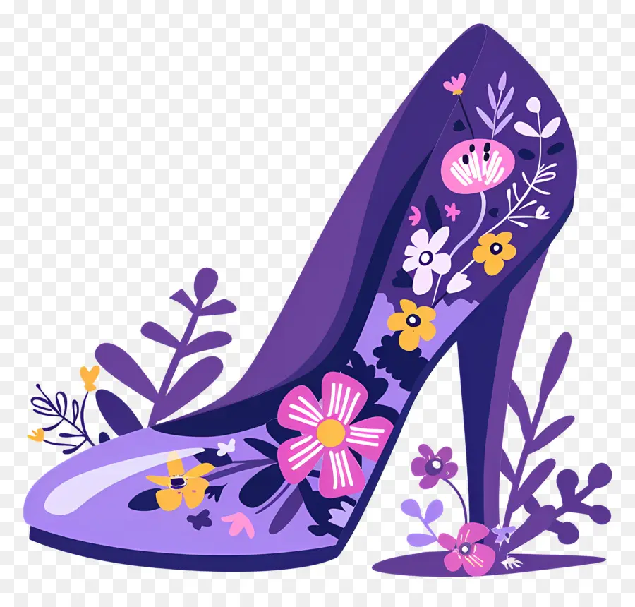 Chaussure à Talons Aiguilles，Talon Haut Fleuri PNG