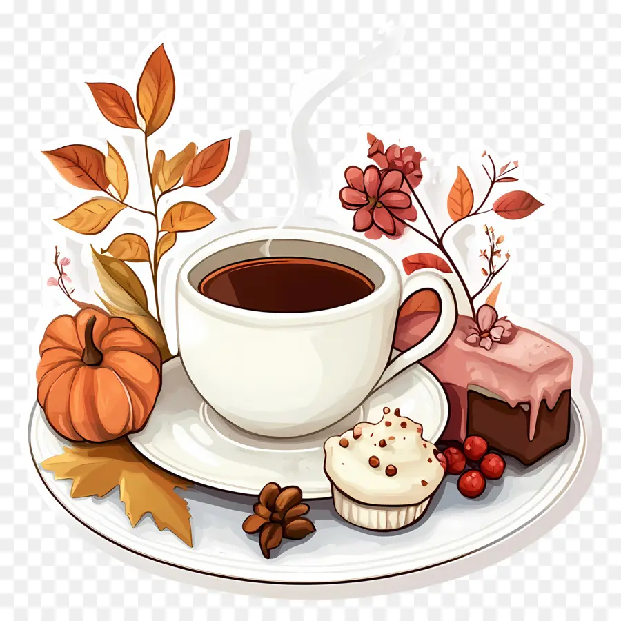 Thé De L'après Midi D'automne，Café D'automne PNG