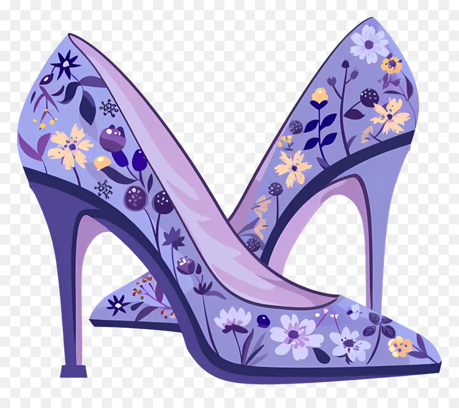 Chaussure à Talons Aiguilles，Talon Haut Fleuri PNG