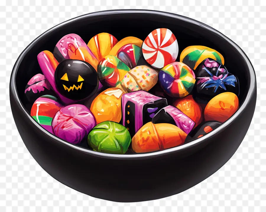 Bol De Bonbons D'halloween，Bonbons D'halloween Colorés PNG