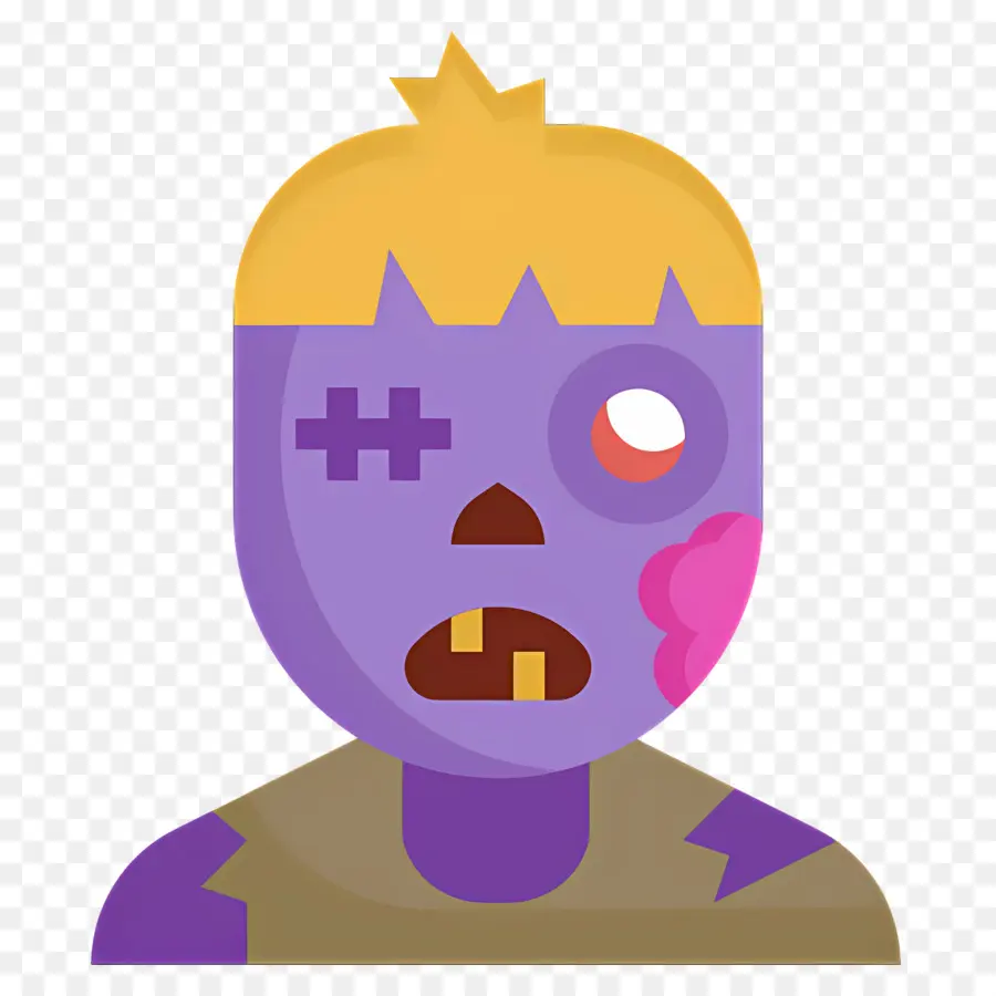 Zombi D'halloween，Visage De Zombie Violet PNG