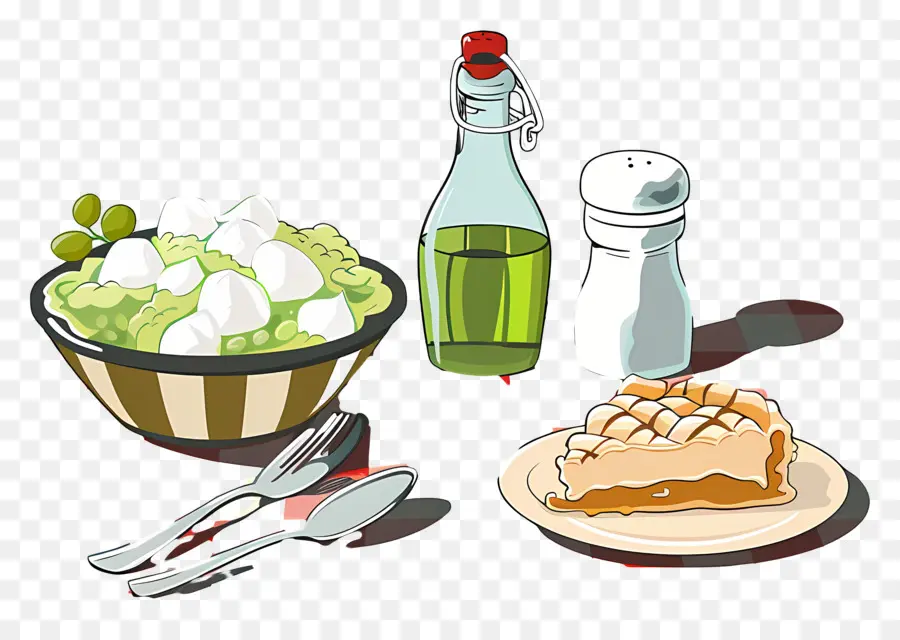 Table De Pique Nique，Salade Et Tarte PNG