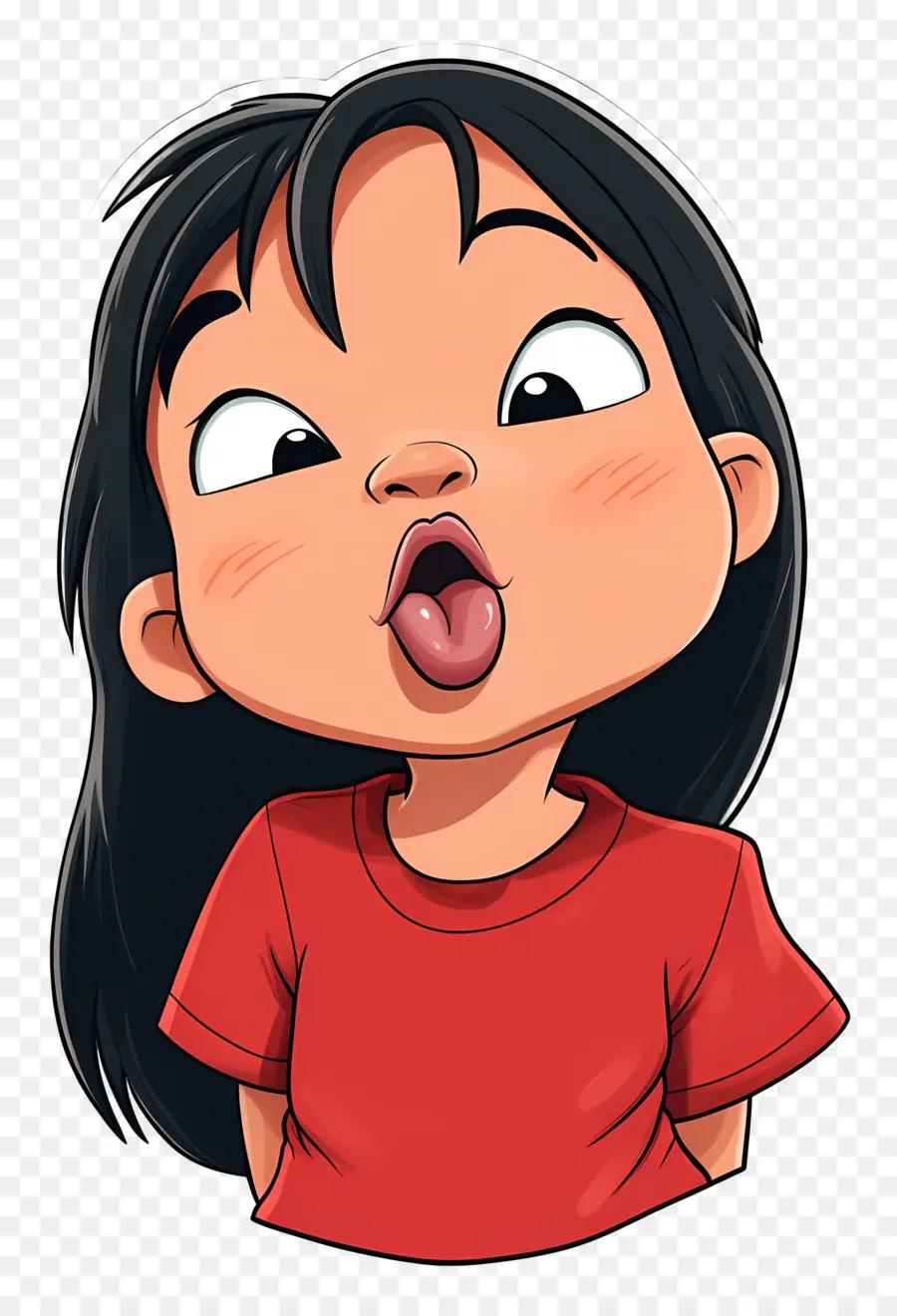 Personnage De Lilo，Fille De Dessin Animé Faisant Une Grimace PNG