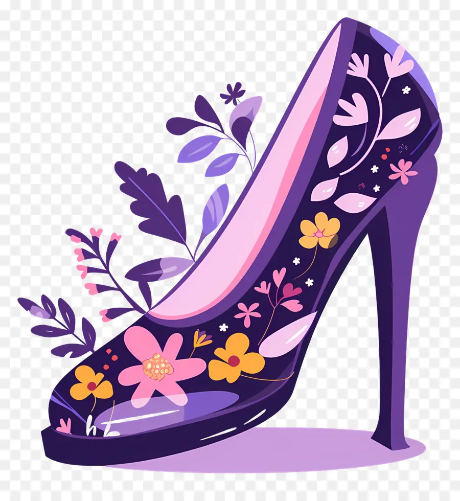 Chaussure à Talons Aiguilles，Talon Haut Fleuri PNG