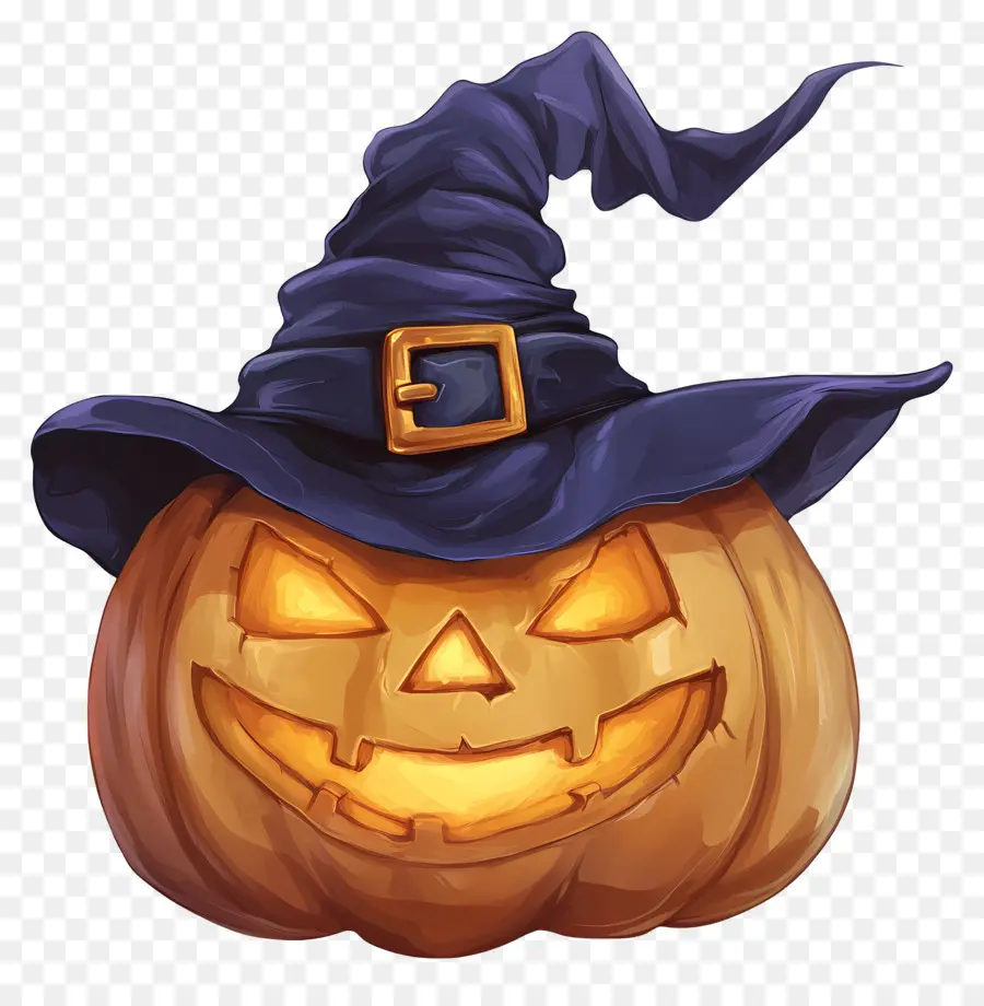 Modèle De Bannière D'halloween，Citrouille Avec Chapeau De Sorcière PNG